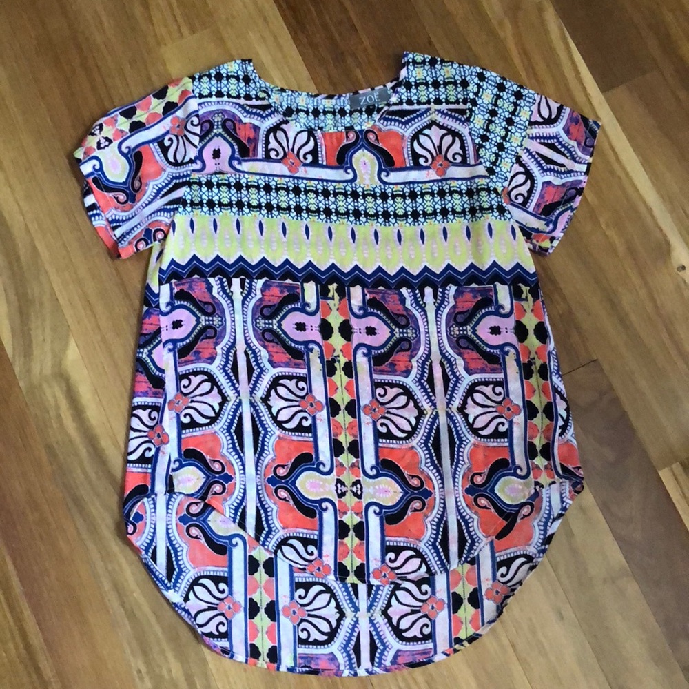 High Low Printed Zoe Blouse